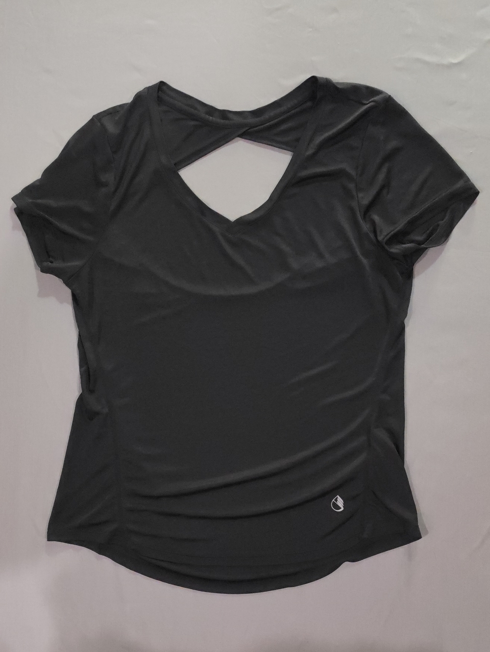 Icyzone Black Performance Short Sleeve Top with Open Back
